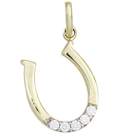 Anhänger Hufeisen 333 Gold Gelbgold bicolor 5 Zirkonia
