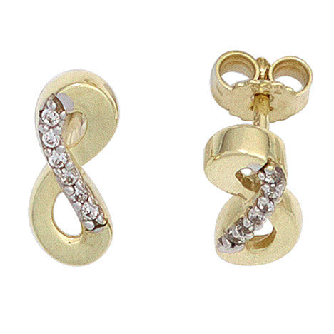 Ohrstecker Unendlichkeit 333 Gold Gelbgold bicolor mit Zirkonia Ohrringe