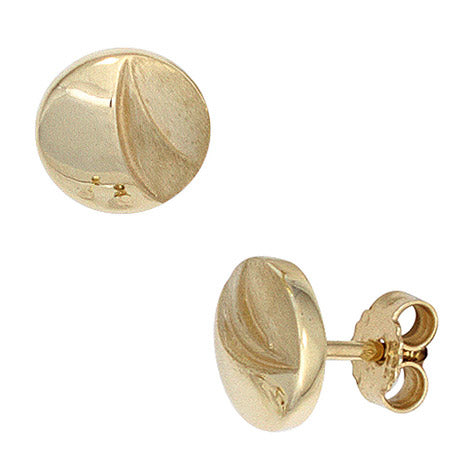 Ohrstecker rund 333 Gold Gelbgold mattiert Ohrringe Goldohrstecker