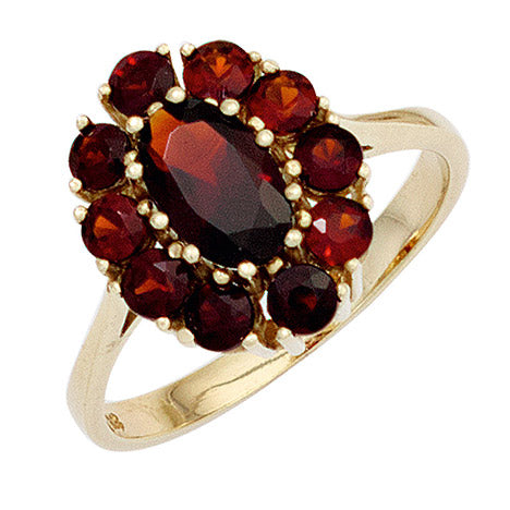 Damen Ring 375 Gold Gelbgold 11 Granate rot Goldring