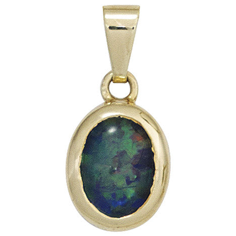 Anhänger oval 585 Gold Gelbgold 1 Opal-Triplette Goldanhänger