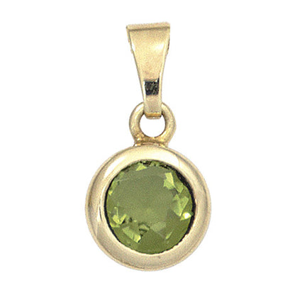 Anhänger rund 585 Gold Gelbgold 1 Peridot grün Goldanhänger