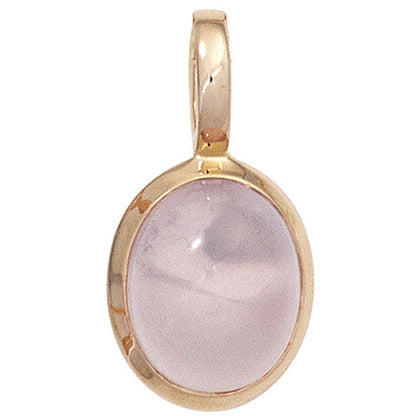 Anhänger oval 585 Gold Rotgold 1 Rosenquarz Cabochon rosa Goldanhänger