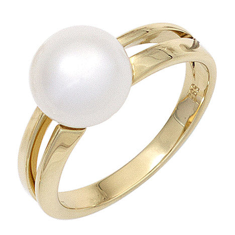 Damen Ring 585 Gold Gelbgold 1 Süßwasser Perle Goldring Perlenring