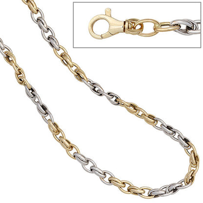 Collier Halskette 585 Gold Gelbgold Weißgold bicolor 45 cm Kette Goldkette