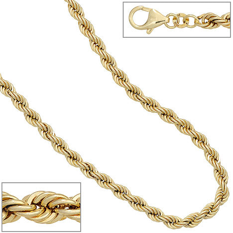 Kordelkette 585 Gelbgold 4 9 mm 45 cm Gold Kette Halskette Goldkette Karabiner