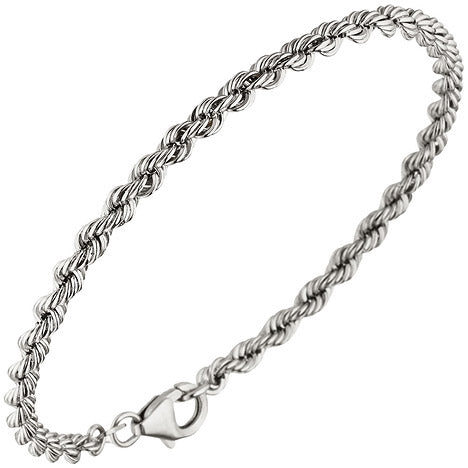 Kordelarmband 585 Gold Weißgold 19 cm Armband Goldarmband Karabiner
