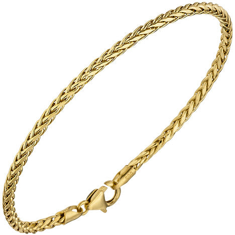 Zopfarmband 585 Gold Gelbgold 19 cm Armband Goldarmband Karabiner