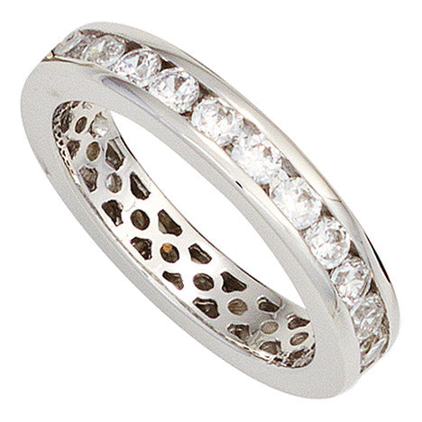 Damen Ring 925 Sterling Silber rhodiniert Zirkonia rundum Silberring