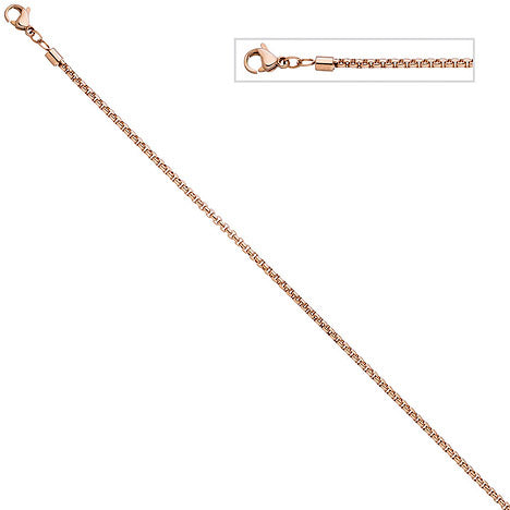 Venezianerkette rund Edelstahl rotgold vergoldet 1 8 mm 50 cm Halskette Kette