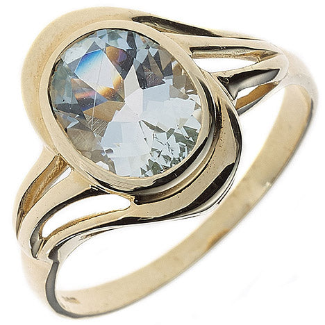 Damen Ring 585 Gold Gelbgold 1 Aquamarin hellblau blau Goldring