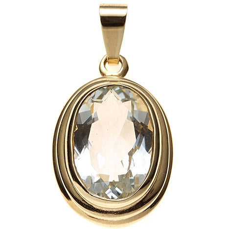 Anhänger oval 585 Gold Gelbgold 1 Aquamarin hellblau Goldanhänger