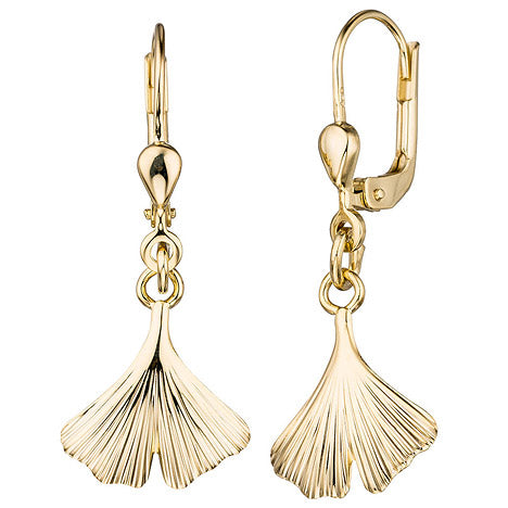 Boutons Gingko Ginko 375 Gold Gelbgold Ohrringe Ohrhänger