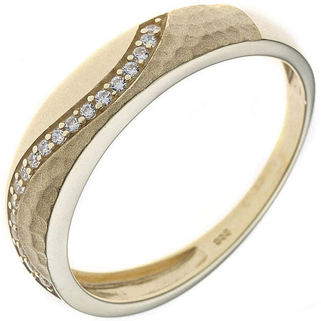 Damen Ring 333 Gold Gelbgold mattiert mit Zirkonia Goldring