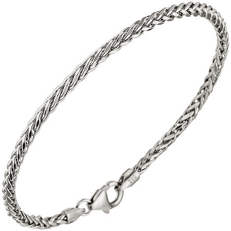 Zopfarmband 585 Gold Weißgold 19 cm Armband Karabiner