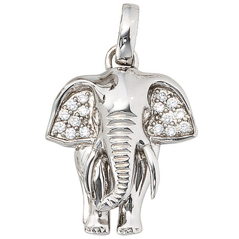 Anhänger Elefant 925 Sterling Silber rhodiniert mit Zirkonia Kettenanhänger