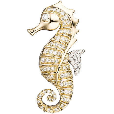 Anhänger Seepferdchen 585 Gelbgold 73 Diamanten Brillanten Goldanhänger