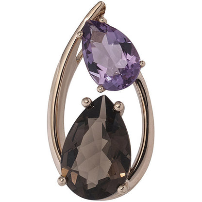 Anhänger 585 Gold Rotgold 1 Rauchquarz 1 Amethyst violett lila Goldanhänger