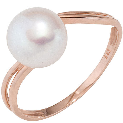 Damen Ring 585 Gold Rotgold 1 Süßwasser Perle Goldring Perlenring