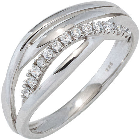 Damen Ring 333 Gold Weißgold mit Zirkonia Goldring Weißgoldring