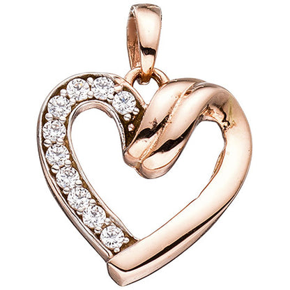 Anhänger Herz 333 Gold Rotgold mit Zirkonia Herzanhänger