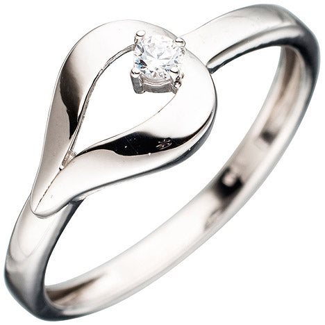 Damen Ring 333 Gold Weißgold 1 Zirkonia Goldring Weißgoldring