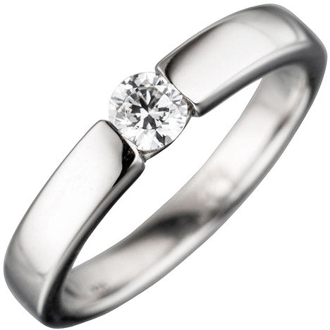 Damen Ring 925 Sterling Silber rhodiniert 1 Zirkonia Silberring