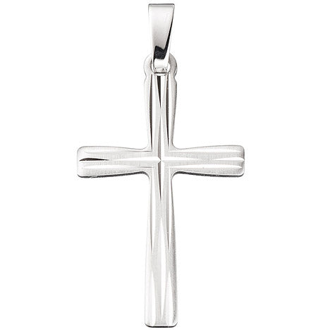 Anhänger Kreuz 585 Gold Weißgold mattiert Kreuzanhänger Goldkreuz