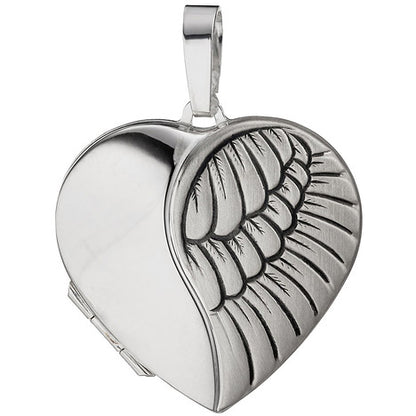 Medaillon Herz für 2 Fotos 925 Sterling Silber matt Anhänger zum Öffnen