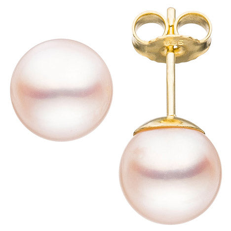 Ohrstecker 585 Gold Gelbgold 2 Akoya Perlen Ohrringe Perlenohrstecker