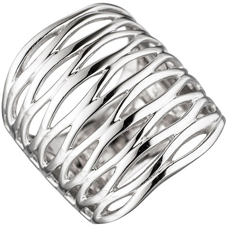 Damen Ring breit 925 Sterling Silber rhodiniert Silberring