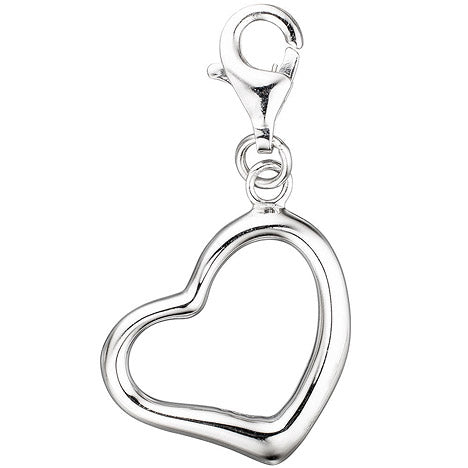 Einhänger Charm Herz 925 Sterling Silber rhodiniert Karabiner