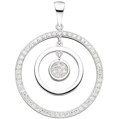 Anhänger rund 925 Sterling Silber rhodiniert mit Zirkonia