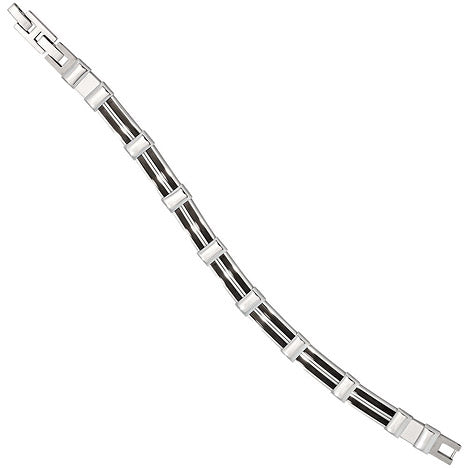 Armband Edelstahl mit schwarzer Keramik 21 cm Edelstahlarmband Klappverschluss