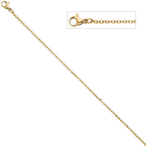 Halskette Edelstahl gelbgold farben beschichtet 1 9 mm 46 cm Kette Karabiner