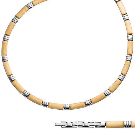 Collier Halskette aus Edelstahl gold farben beschichtet bicolor 47 cm Kette