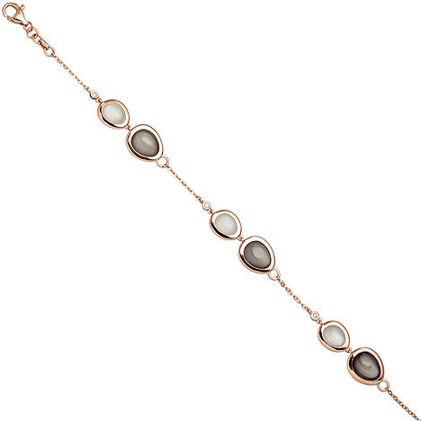 Armband 585 Gold Rotgold 4 Diamanten Brillanten 0 06ct. 8 Mondsteine 21 cm