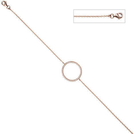 Armband 925 Sterling Silber rotgold vergoldet 52 Zirkonia 21 cm