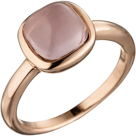 Damen Ring 925 Sterling Silber rotgold vergoldet mit rosa Glasstein