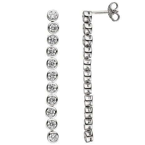 Ohrhänger lang 925 Silber 22 Zirkonia Ohrringe Ohrstecker Silberohrringe
