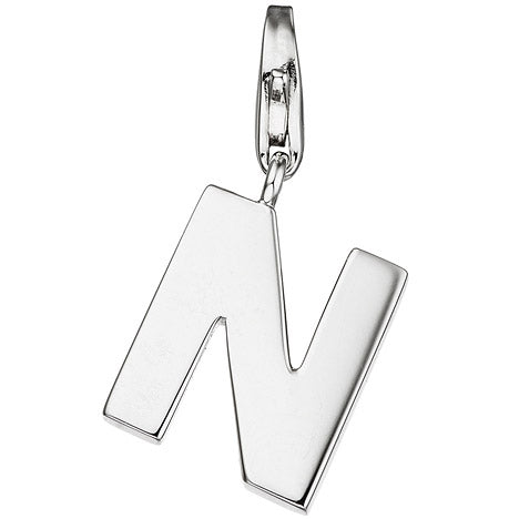 Einhänger Charm Buchstabe N 925 Sterling Silber Anhänger für Bettelarmband