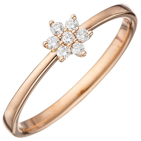 Damen Ring 585 Gold Rotgold 7 Diamanten Brillanten Diamantring Rotgoldring