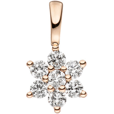 Anhänger 585 Gold Rotgold 7 Diamanten Brillanten Goldanhänger Brillantanhänger