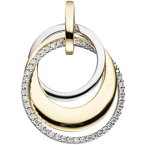 Anhänger 585 Gold Gelbgold Weißgold bicolor 42 Diamanten Brillanten 0 21ct.