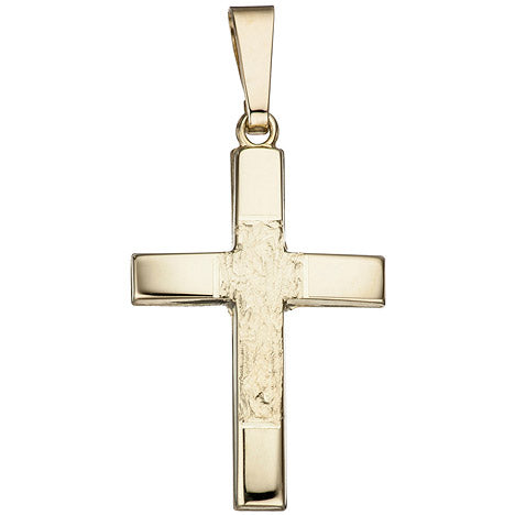 Anhänger Kreuz 585 Gold Gelbgold gehämmert Kreuzanhänger Goldkreuz Goldanhänger