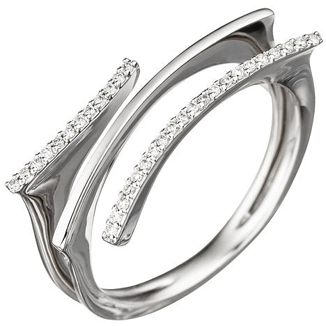 Damen Ring 585 Gold Weißgold 32 Diamanten Brillanten Weißgoldring