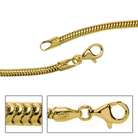 Schlangenkette aus 333 Gelbgold 2 4 mm 42 cm Gold Kette Halskette Goldkette