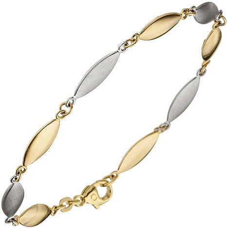 Armband 585 Gold Gelbgold Weißgold bicolor matt 19 5 cm Goldarmband