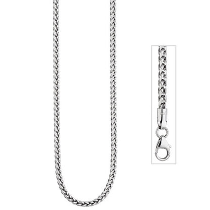 Zopfkette 585 Gold Weißgold 2 3 mm 45 cm Kette Halskette Weißgoldkette Karabiner