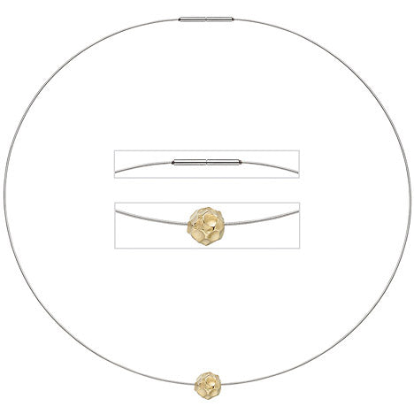 Collier Kette mit Anhänger aus Edelstahl mit 585 Gold kombiniert matt 42 cm